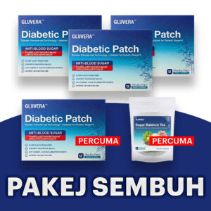 PAKEJ SEMBUH ( 3 KOTAK GLUVERA DIABETIC PATCH + FREE 1 KOTAK + 1 GLUVERA TEA )